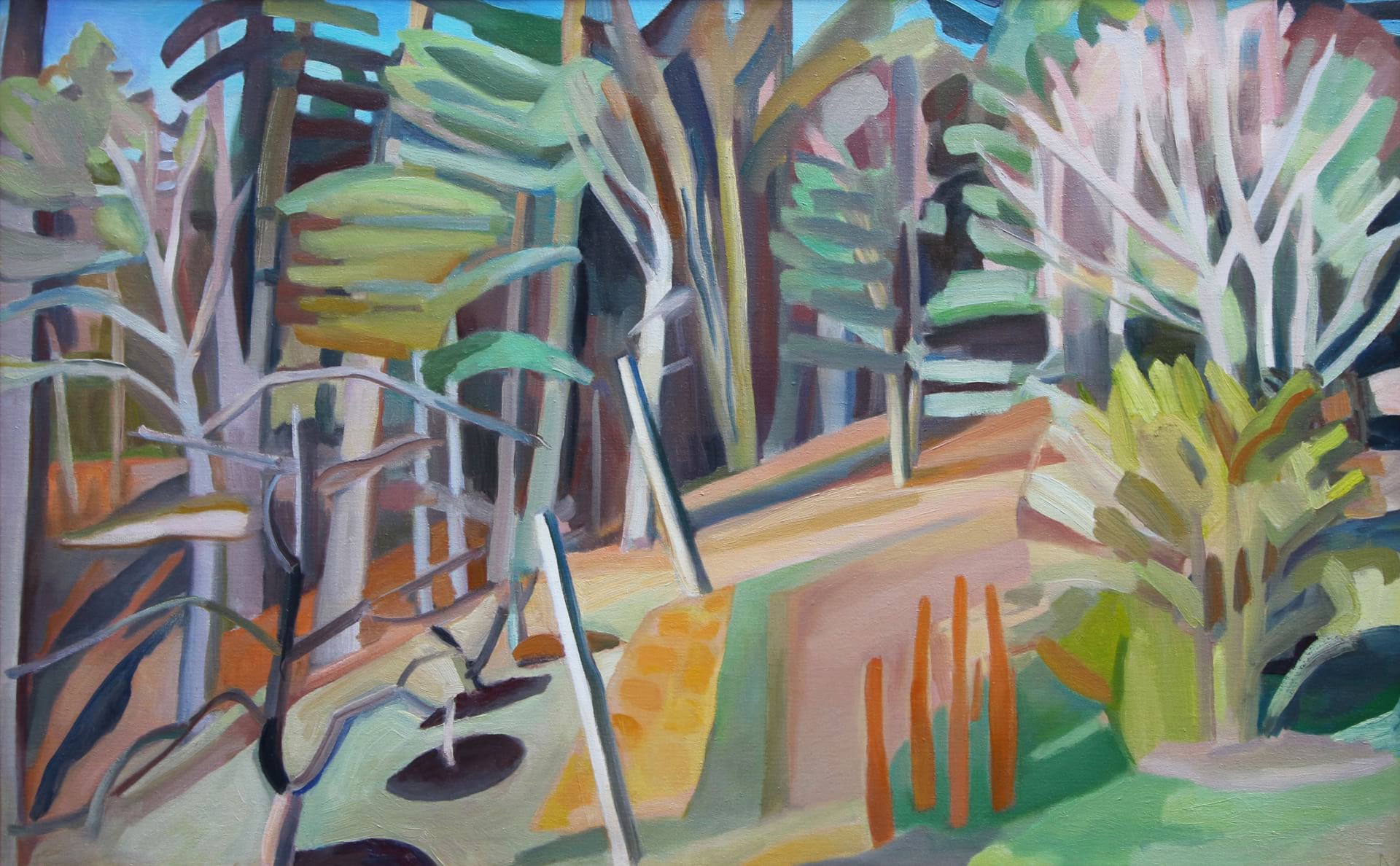 Oil on canvas painting of a forest by Martha Armstrong