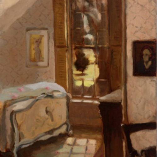 Oil on canvas of Attic Bedroom by Kathryn Keller