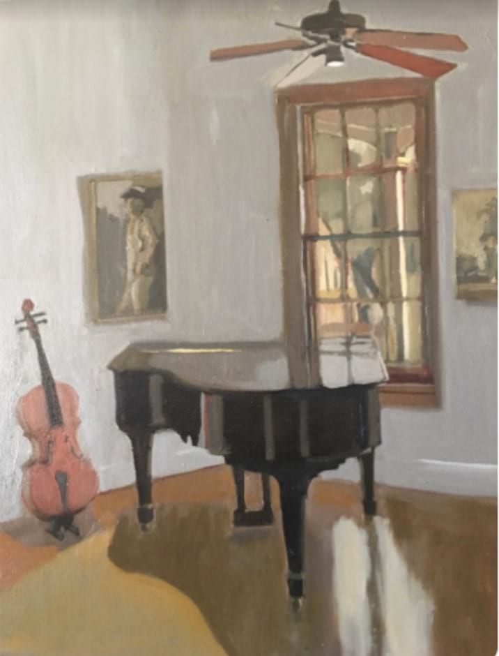 Oil on canvas of Studio 12.24.18 by Kathryn Keller