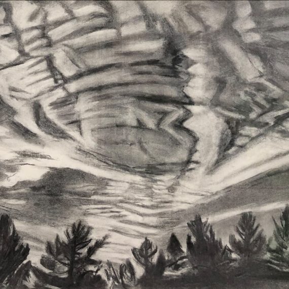 Charcoal on paper Clouds Breaking Up Charcoal on paper by Martha Armstrong