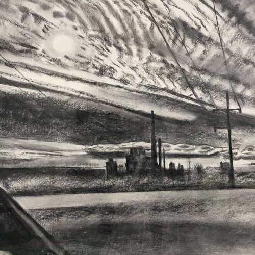 Charcoal on paper Mackerel Sky - Morning Sun by Martha Armstrong
